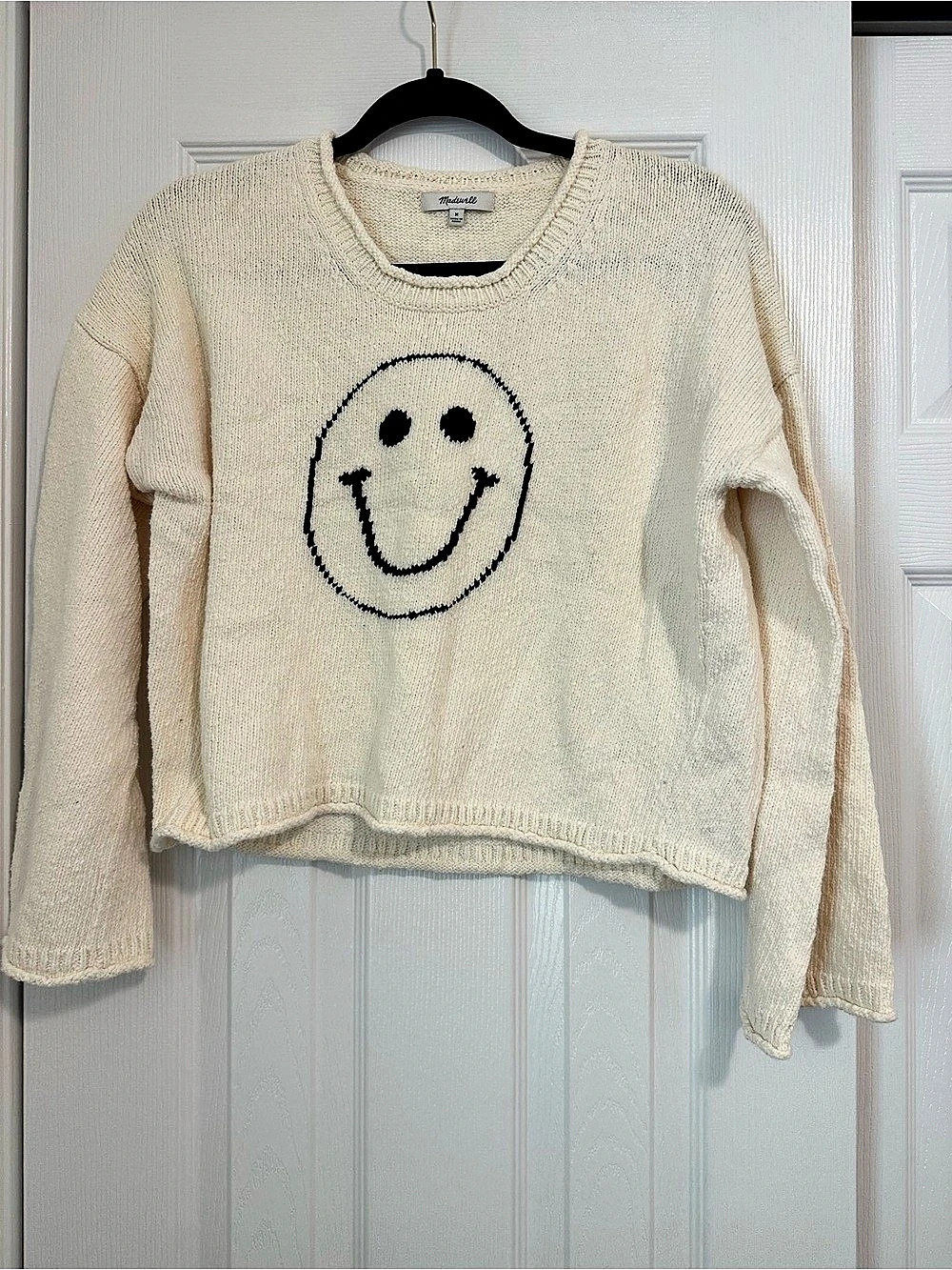 Madewell 100% Cotton Smiley Face Sweater Cream Size M